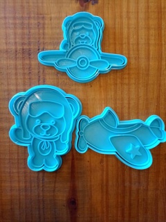 aviator bear set cookie cutters x3 cookies cutting cutter 3d print model - Mito3D