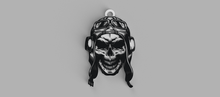 aviator pilot skull keychain - pendant earring 3d print model - Mito3D