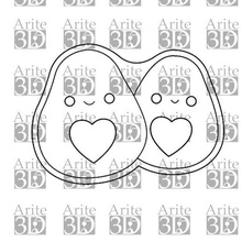 Avokado kurabiye kesici fırın eğlence eğlenceli Aşk romantik sevgililer 14 Şubat gün 3d print model - Mito3D