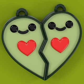 Avocat cœur porte clés cadeau redimensionner clé bague mignonne l'amour ami joli drôle couple petite amie petit valentines 3d print model - Mito3D