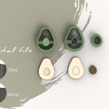 avocado polymer clay cutter digital stl file 4 sizes 2 versions emboss options 3d print model - Mito3D
