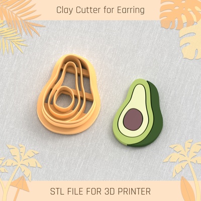 avocado summer clay cutter tools earring turtle beach shell 3d print model - Mito3D