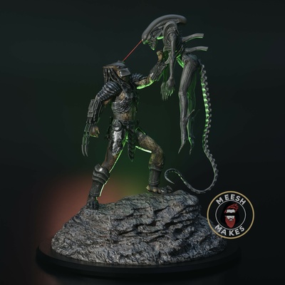 avp predatore uccidere alieno alto poli fan arte 3d stampa stampabile qualità affettato pronto to scultura miniatura modello figurina collezionabile mini tavolo 3d print model - Mito3D