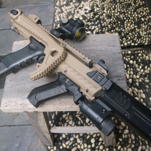 aw custom vx carbine kit railed mock suppressor airsoft glock conversion gbb gas blow pistol 3D print model - Mito3D