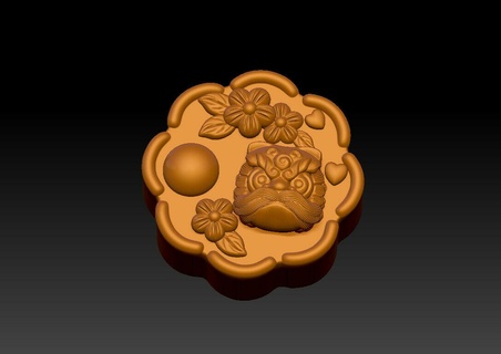 awakening lion mooncake 3d print model - Mito3D