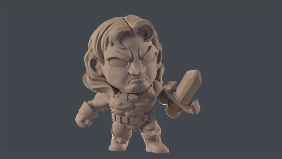 axe battler art 3d print chibi character 3d print model - Mito3D