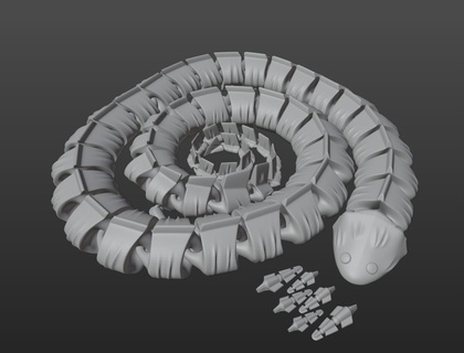 axolot snake flexi flesible print&place 3d print model - Mito3D