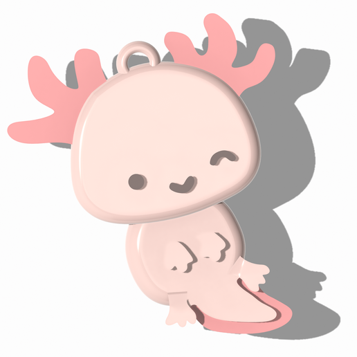 axolotl portachiavi kawaii 3D print model - Mito3D