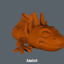 ajolote fácil de impresión ningún apoyo art los anfibios animal axolotl dibujos animados lindo figura mexicano modelo escultura supportless 3d print model - Mito3D