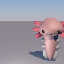 axolotl kawaii cute 3d print model - Mito3D