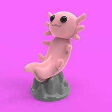 Axolotl Stand Ajolote zellular Kunst Unterstützung Salamander Mexiko 3d print model - Mito3D