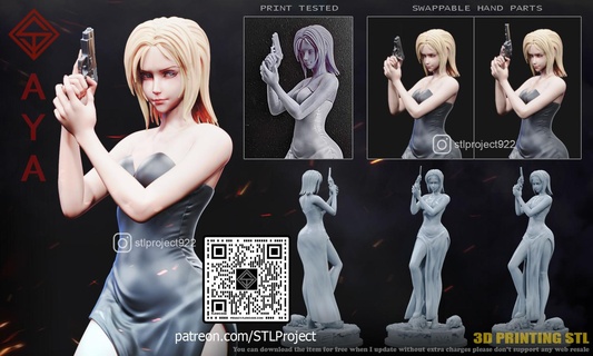 aya anime scifi game statue rpg figure 3dprint toy kit sculpture parasiteeve 3d print model - Mito3D