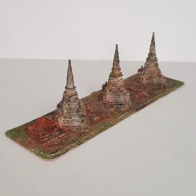 ayutthaya wat phra sanphet architecture temple asie thaïlande pagode bouddhiste ruines asiatique bangkok thaïlandais miniworld miniworld3d 3d print model - Mito3D