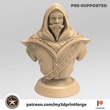 azir wind mage bust 75mm pre-supported sculpture presupported resin fdm print stl fantasy model human man dnd 3d print model - Mito3D