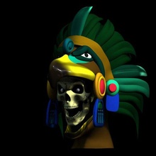 aztèque Aztek guerrier sculpture ventilateur art jouet 3dpint crâne Halloween Jeu 3d print model - Mito3D