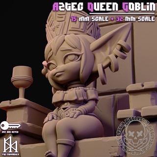 aztec queen goblin character pinup female miniature dnd pathfinder greenskin gobbo goblingirl ancient mayan tribal 3d print model - Mito3D