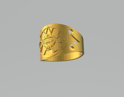 aztec ring azteca fashion style sun calendar art mexico mex jewel gold 3d print model - Mito3D