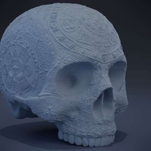 aztec skull version 2 ancient maya temple ruin tomb indian mexico pyramid mexican sculpture statue monument skeleton grave old gold stone art sculptures 3D print model - Mito3D