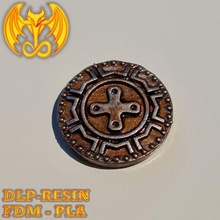 asteca Tesouro moeda jogos pilhagem símbolo salgadinhos antigo azar piratas dlp sla resina fdm pla 3d print model - Mito3D