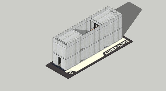 azuma casa v2 Japón arquitectura tadao caminar Osaka hormigón caja 3d print model - Mito3D