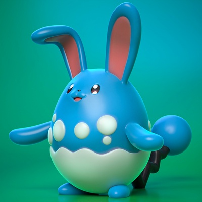azumarill pokemon pokemongo eevee vaporeon jolteon flareon espeon umbreon leafeon galceone sylveon pikachu azzurro marill 3d print model - Mito3D
