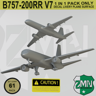 b757-200 rr v7 boeing b757 b757-200rr b753 b753r b752r airplane aircraft jet 1 200 resin sal fdm zmanora 3d print model - Mito3D