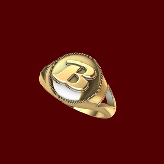 b alphabet signet ring 3d model jewelry jewellery pendant earrings jewelrydeisgn artdeco jali turkish style lattice engagement cathedral 3d print model - Mito3D