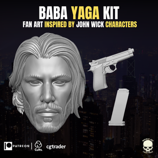 baba yaga kit 3d printable file action figures gi joe mezco marvel legends classified force head headsculpt john wick jhon keano reeves keanu 3d print model - Mito3D