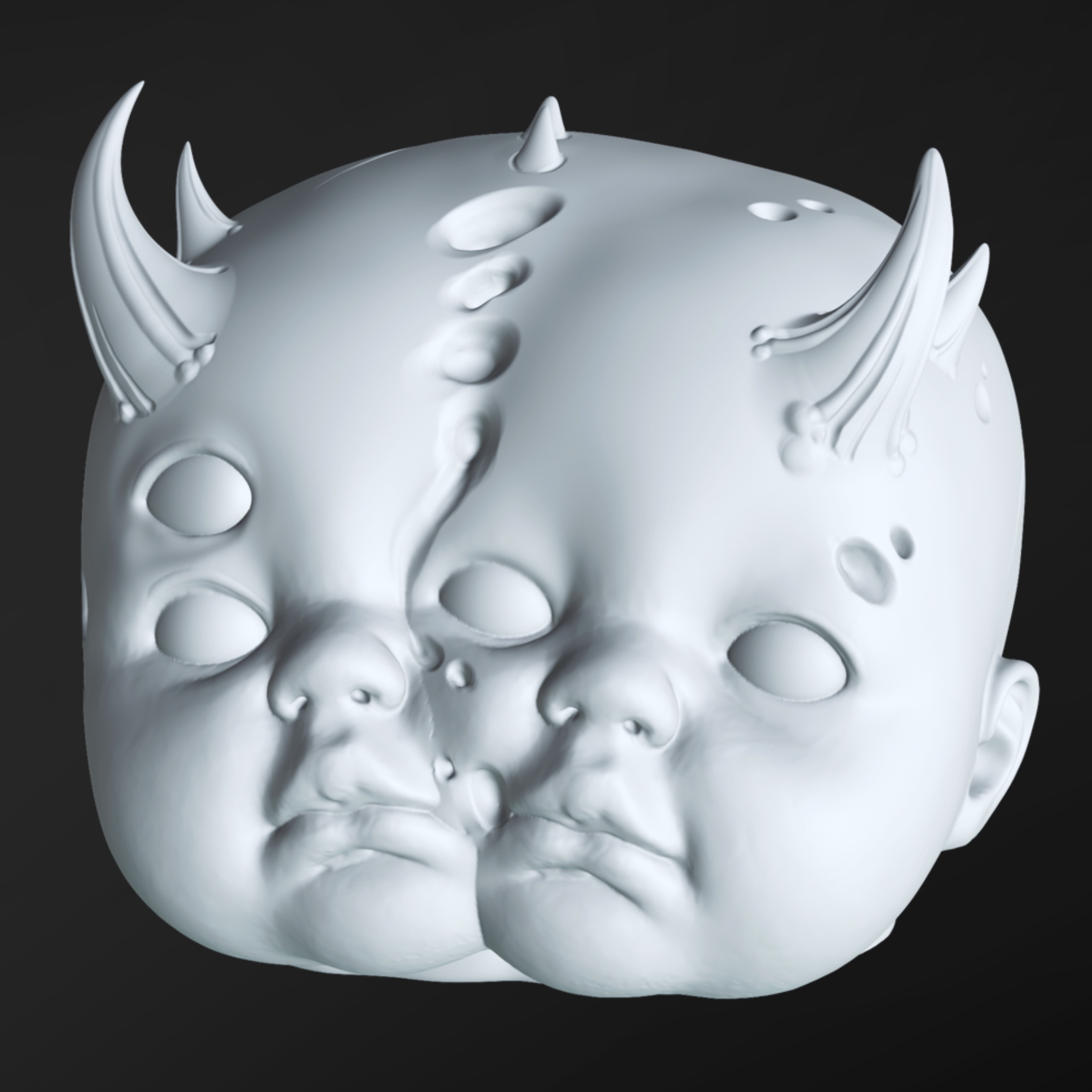 babies horns gothic goth baby doll creepy terror monster dark 3D print model - Mito3D