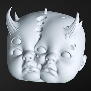 bebês chifres gótico bebê boneca arrepiante terror monstro Sombrio 3d print model - Mito3D