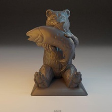 Baby Bär Fisch Spielzeug Skulptur 3d print model - Mito3D