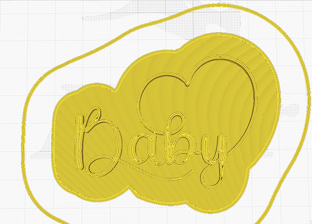 baby big heart cookies fondant stamp shower girl boy 3d print model - Mito3D