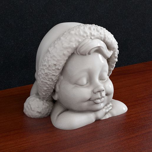 bambino Natale arte santa claus testa 3D print model - Mito3D