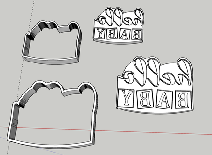 bebé Galleta cortador relieve nacido chico niña pastel diseño decoración partido Hola 3d print model - Mito3D