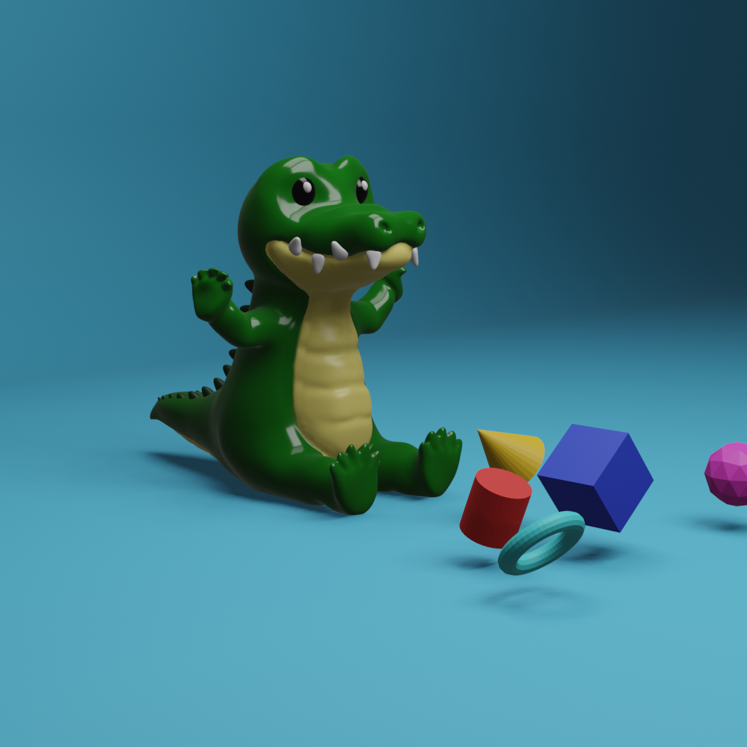 bébé crocodile ornement douche 3D print model - Mito3D