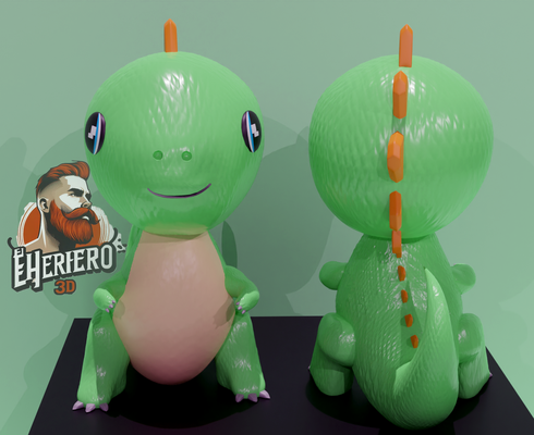 baby dinosaurier chibi kunst zahl modell 3d chiby kokosnuss spielzeug zärtlich zärtlichkeit niedlich 3d print model - Mito3D
