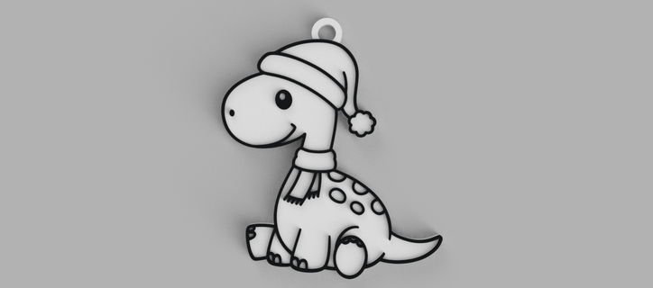 bebé dinosaurio nacidad Papa Noel claus sombrero llavero colgante pendiente arete joyería joya ornamento árbol Navidad Santo 3d print model - Mito3D