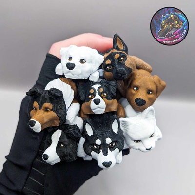 baby dog cat flexi keychains set of 8 puppy kitty keychain 3d print model - Mito3D