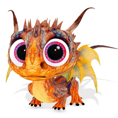 baby dragon kid child fire preschool pet animal forest nature predator raptor rigged art gragon wings fly dragon-3d children characters 3d print model - Mito3D