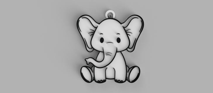 baby elephant keychain - pendant earrings 3d print model - Mito3D
