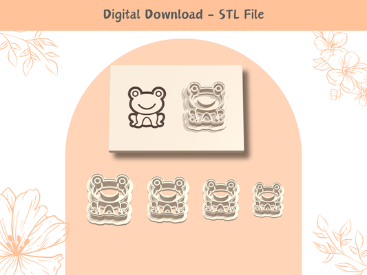 baby frog clay cutter polymer digital stl file tools 4 sizes summer cutters 2 versions mf3ddesign cookie cookies earrings studs diy craft art 3d print model - Mito3D