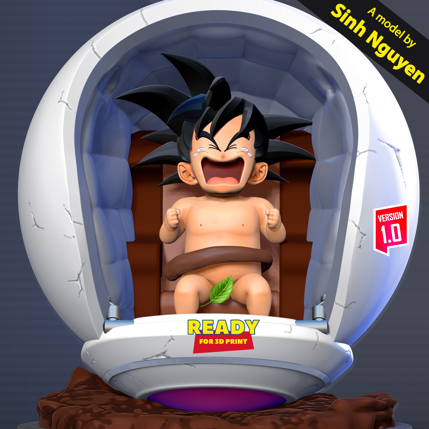 bebê Goku chorando criança filho Dragão bola esfera dragão 3dprint estátua figura 3dprinting fofa Garoto anime manga Admirador arte 3D print model - Mito3D