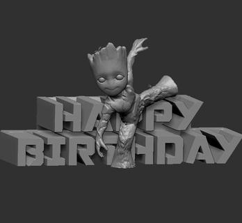 bébé Groot heureux anniversaire gotg gâteau 3d print model - Mito3D