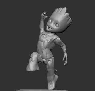 bebê groot saltar gotg maravilha personagem figura pulando 3d print model - Mito3D