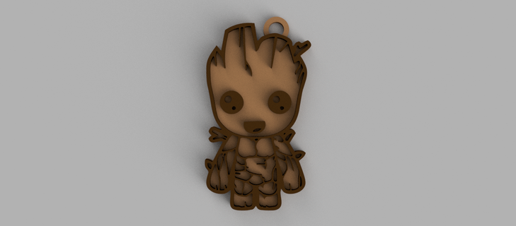 baby groot keychain - pendant earring 3d print model - Mito3D