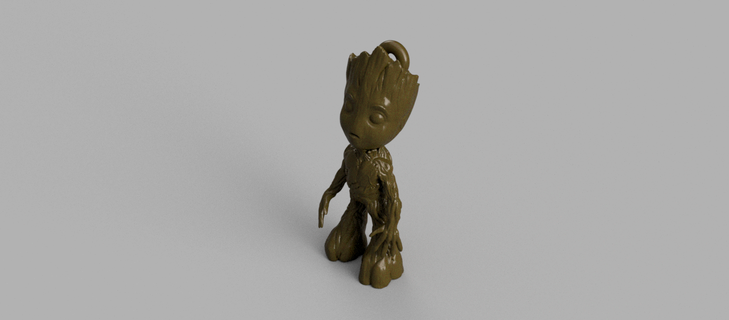 baby groot keychain - pendant earring 3d print model - Mito3D