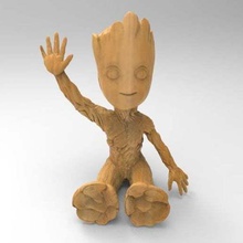 baby groot sitting waving guardians of the galaxy sculptures 3d print model - Mito3D