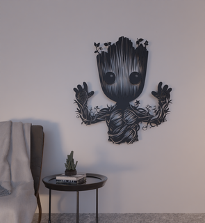 bambino Groot parete decorazione 2d arte estetico silhouette meraviglia tutori galassia Casa ucm 3d print model - Mito3D