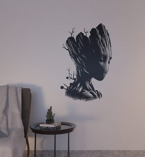 bébé Groot mur décoration 2d art merveille table silhouette tuteurs galaxie ucm l'intérieur 3d print model - Mito3D