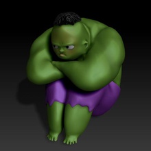 baby hulk art avengers bruce banner cranky cute grumpy marvel 3d print model - Mito3D